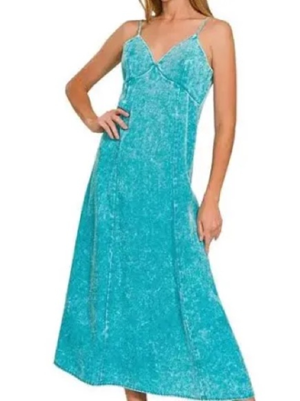 Zenana Tencel Maxi Dress Lt Teal NIB Small MSRP $92